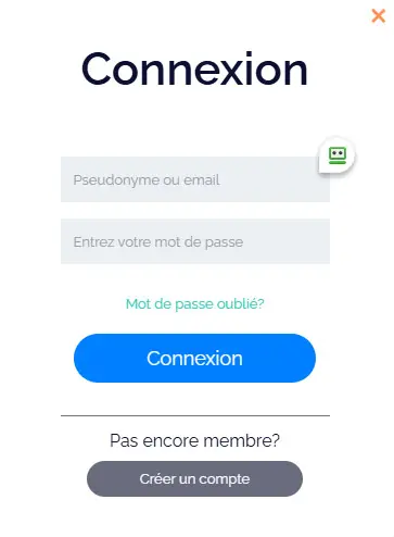 Connexion des membres du EVOLVE CASINO