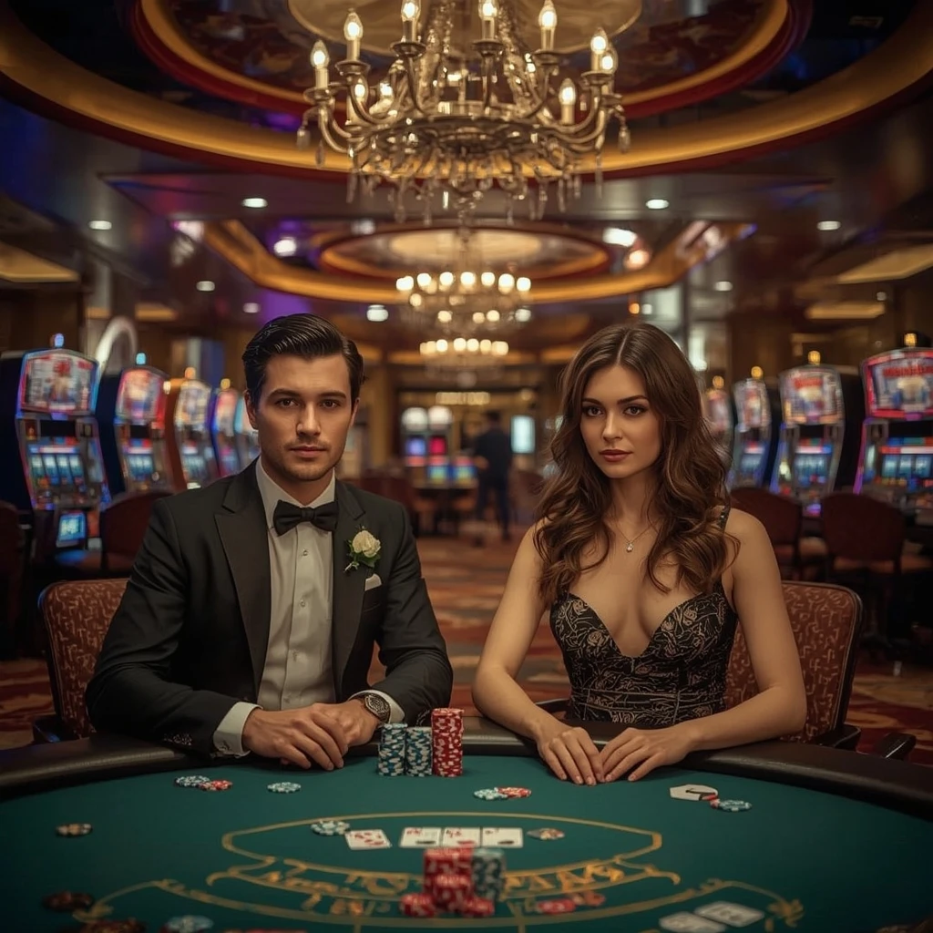 Deux joueurs de poker dans un EVOLVE CASINO
